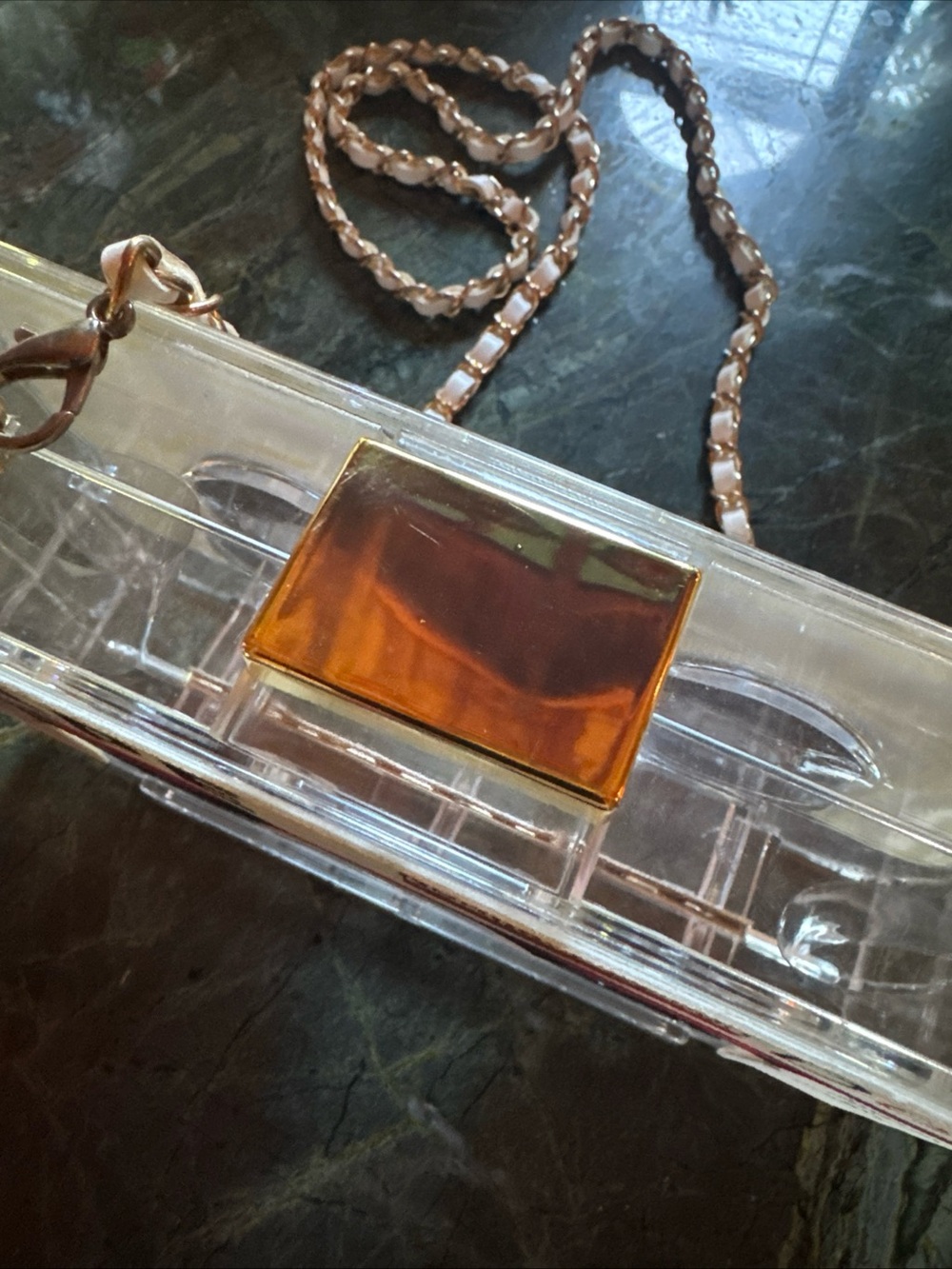 Vintage-Inspired Clear Acrylic Cassette Tape Clutch Bag | Crossbody Chain |Retro - Picture 3 of 6